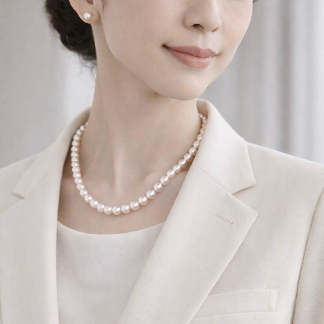 照り干渉色◎✨大珠8.5mm あこや本真珠パールネックレス SV刻印 フォーマル