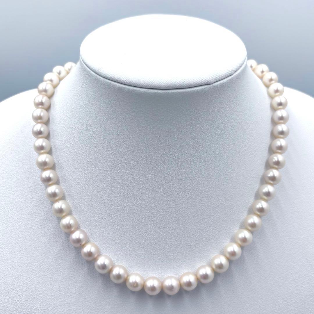 照り干渉色◎✨大珠8.5mm あこや本真珠パールネックレス SV刻印 フォーマル