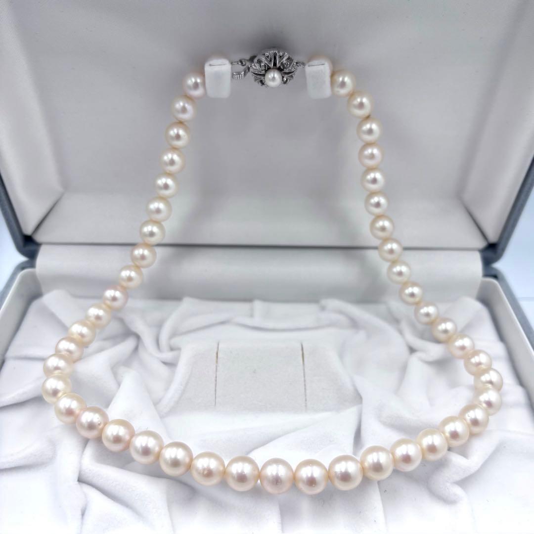 照り干渉色◎✨大珠8.5mm あこや本真珠パールネックレス SV刻印 フォーマル