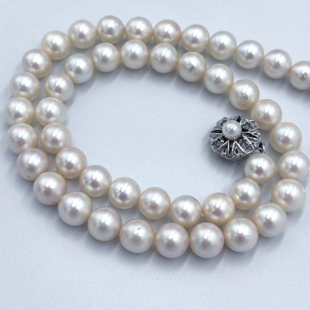 照り干渉色◎✨大珠8.5mm あこや本真珠パールネックレス SV刻印 フォーマル