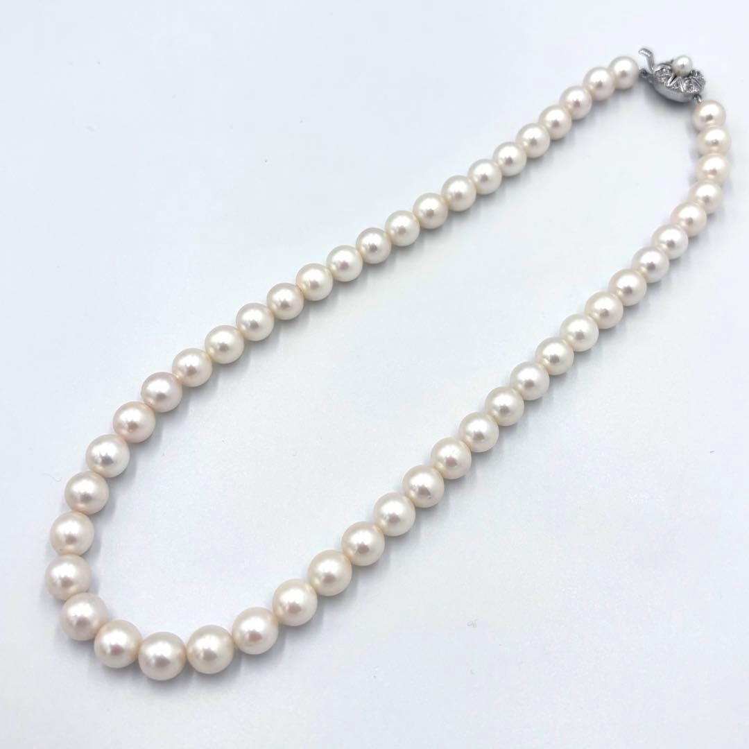 照り干渉色◎✨大珠8.5mm あこや本真珠パールネックレス SV刻印 フォーマル