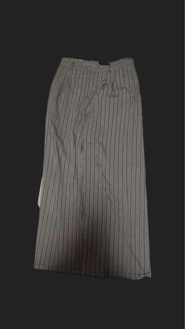 【極太】グレー ストライプ スラックス