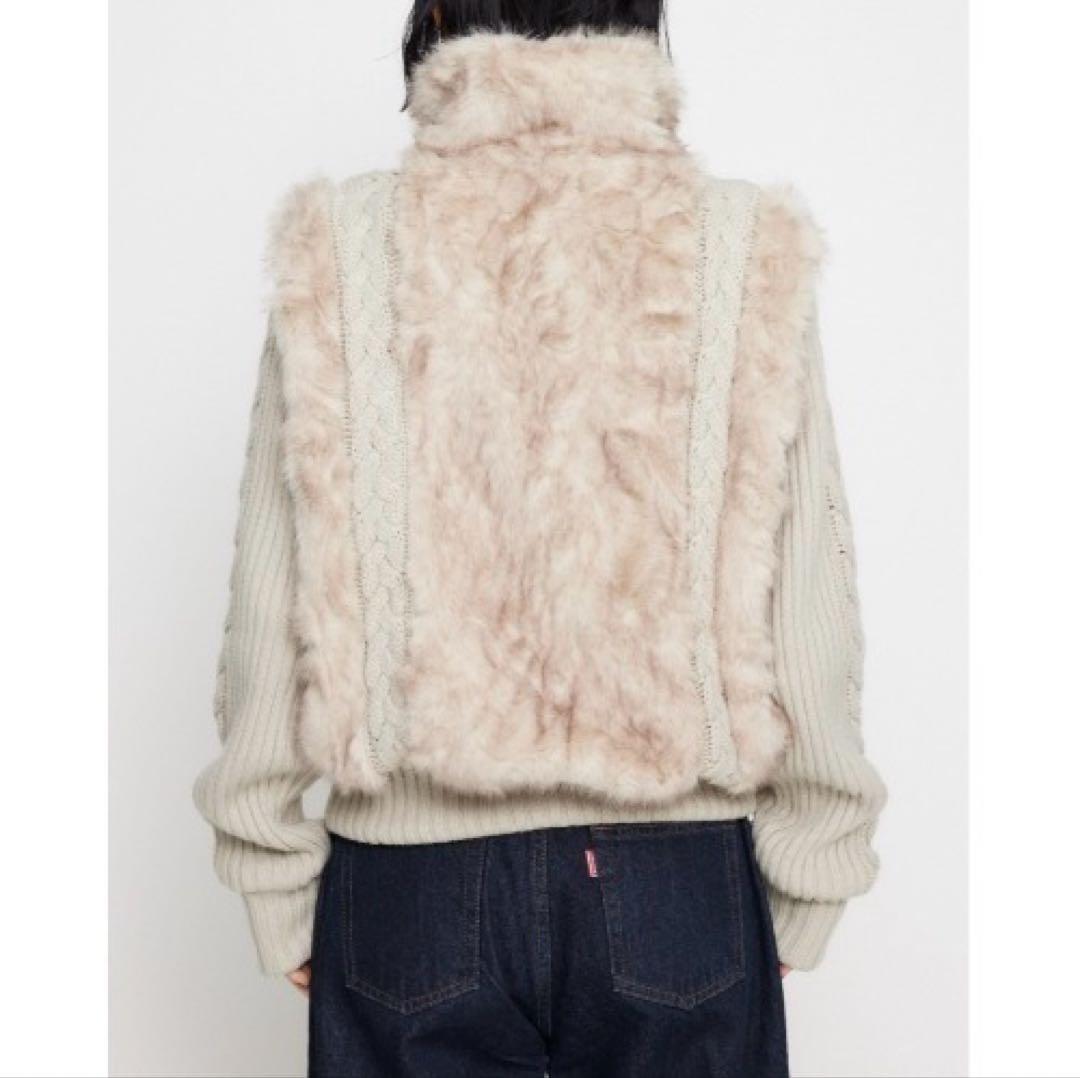 LAGUA GEM ファー　ブルゾン　CABLE KNIT FAUX FUR