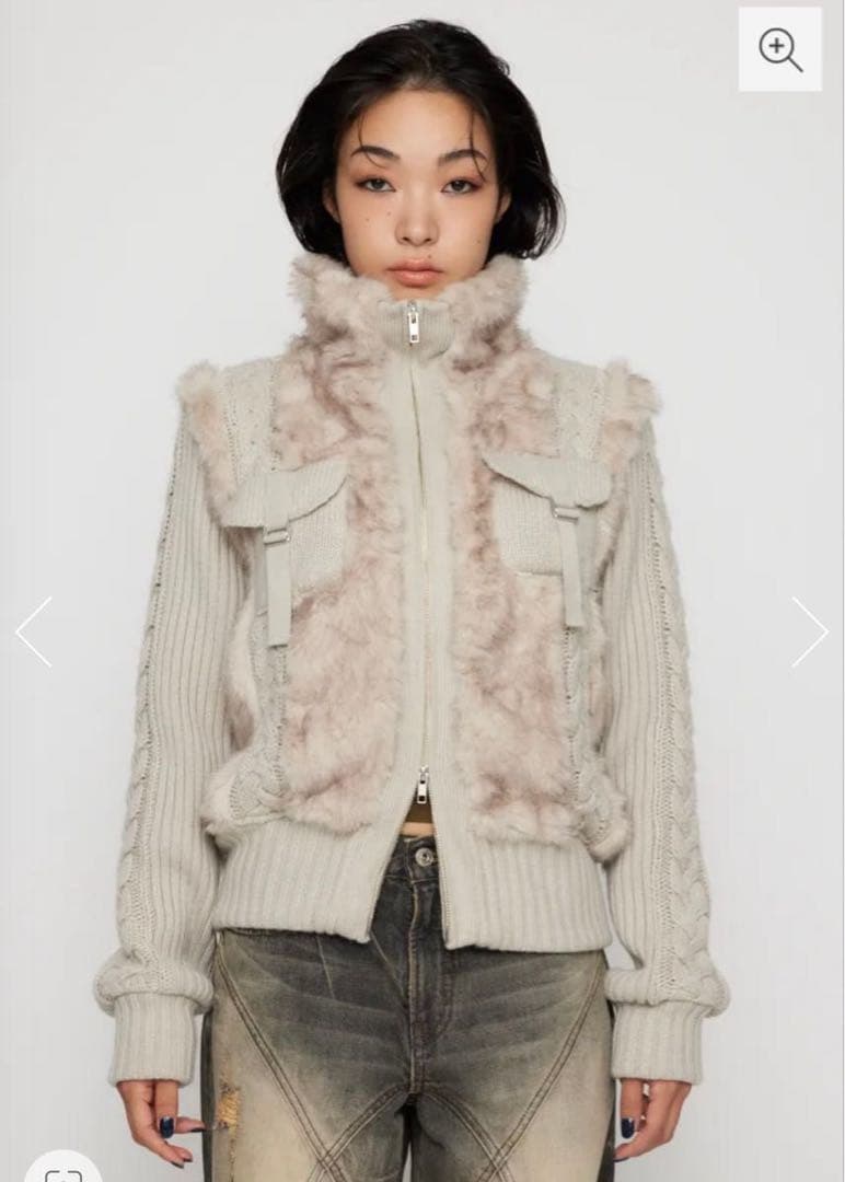 LAGUA GEM ファー　ブルゾン　CABLE KNIT FAUX FUR