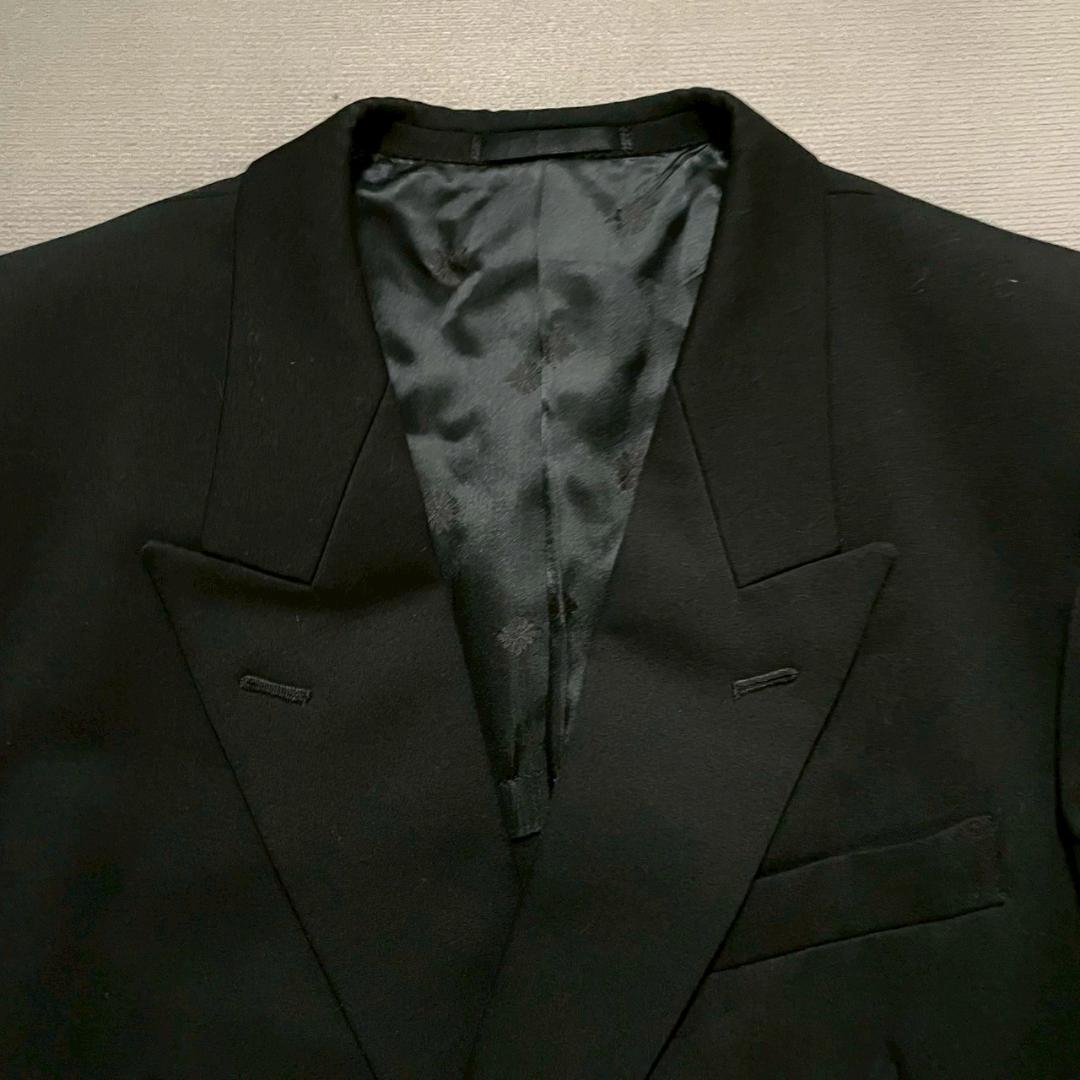 超美品 90's オールブラック ダブルブレスト 漆黒 ウール ツータック