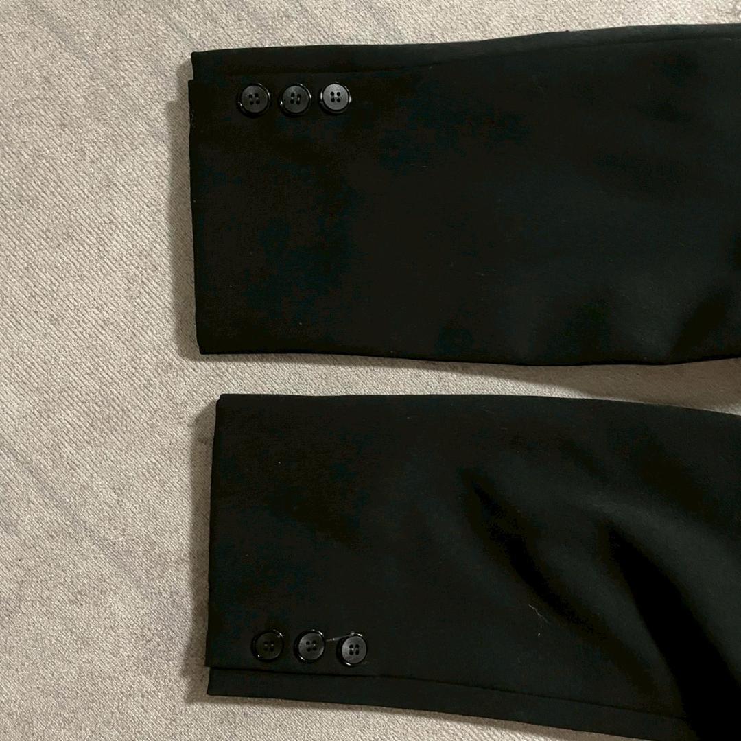 超美品 90's オールブラック ダブルブレスト 漆黒 ウール ツータック