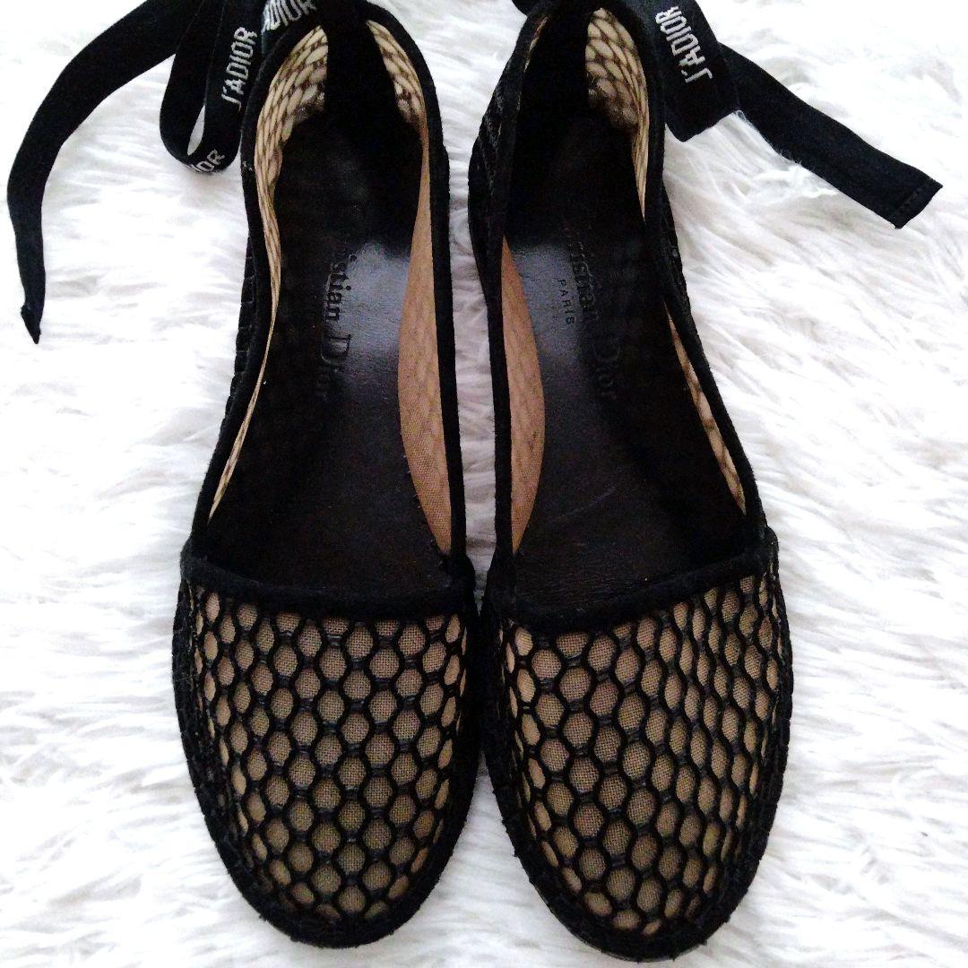 【美品】Dior ディオール リボンストラップ フラットシューズ 36