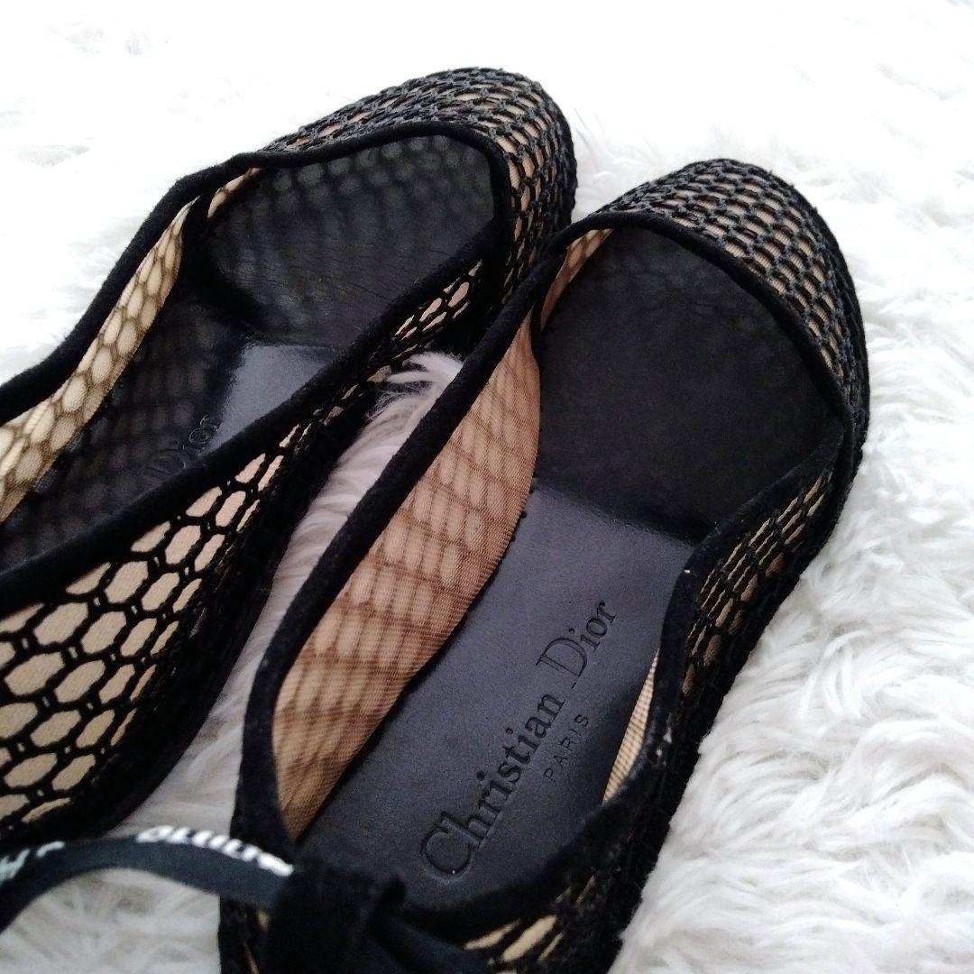 【美品】Dior ディオール リボンストラップ フラットシューズ 36