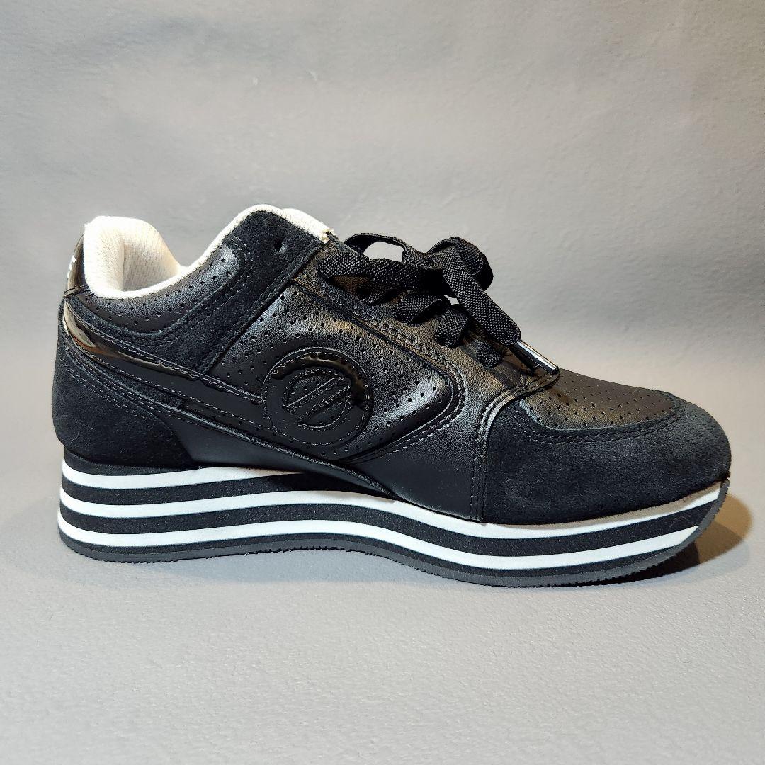 美品✨ノーネーム レザースニーカー 36(23cm) ブラック 黒 厚底