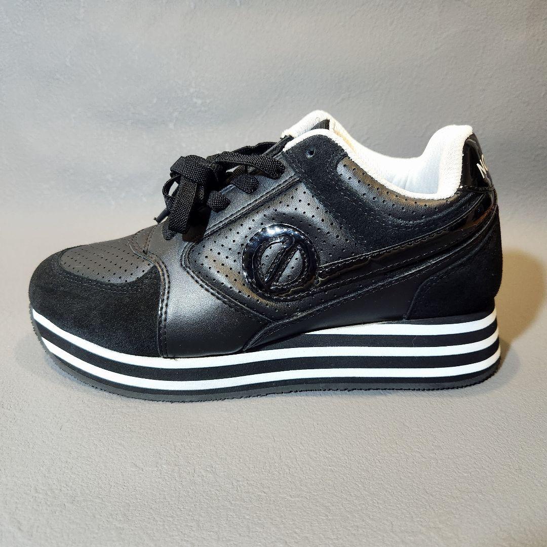 美品✨ノーネーム レザースニーカー 36(23cm) ブラック 黒 厚底