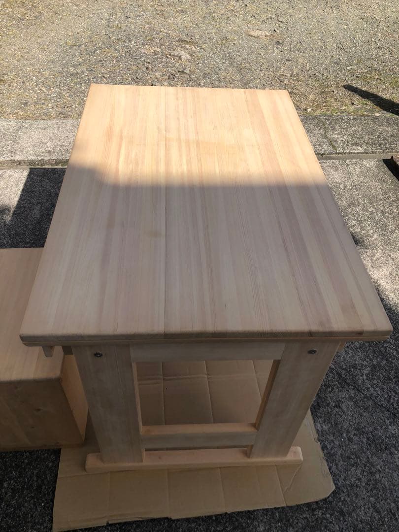 kankan 檜の無垢の机セット　机のみ　送料込み