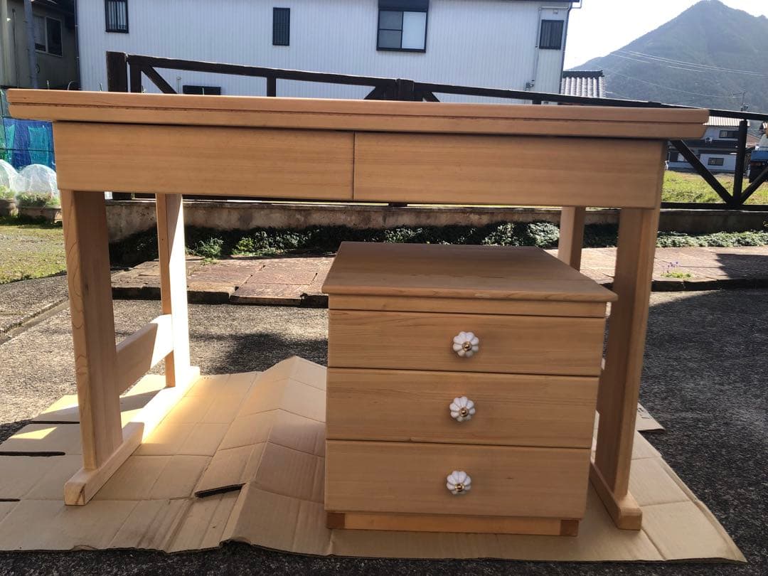 kankan 檜の無垢の机セット　机のみ　送料込み