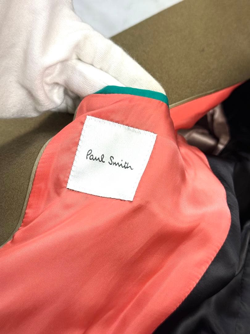 極美品 ポールスミス チェスターコート ウール マルチカラー カーキ ロング