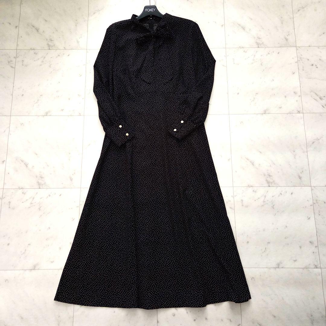 極美品　アンタイトル ボウタイ ロングワンピース ドット柄 現行　ペチコート