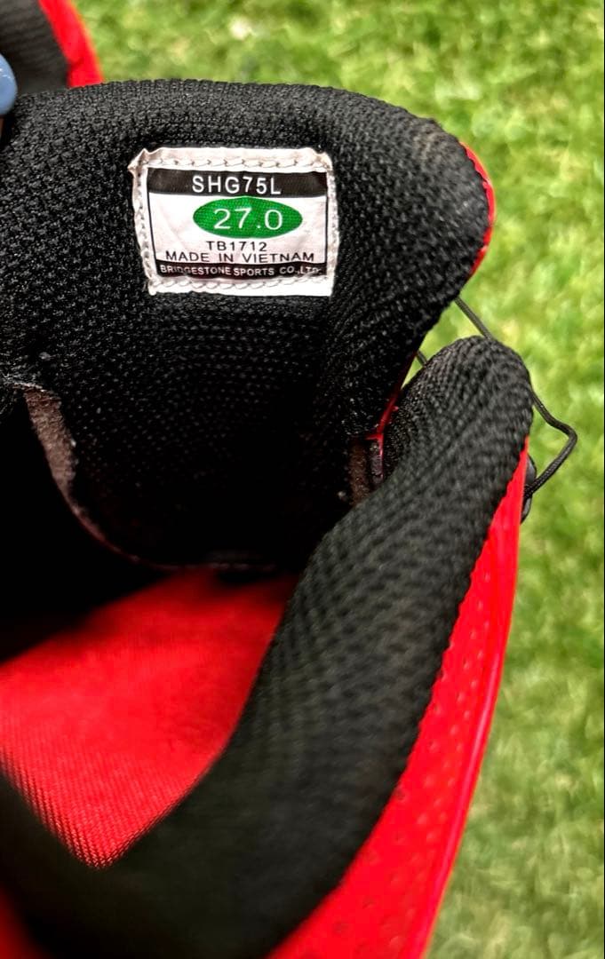 良品☆ブリヂストン SHG75L スパイクレスゴルフシューズ 27.0cm 赤