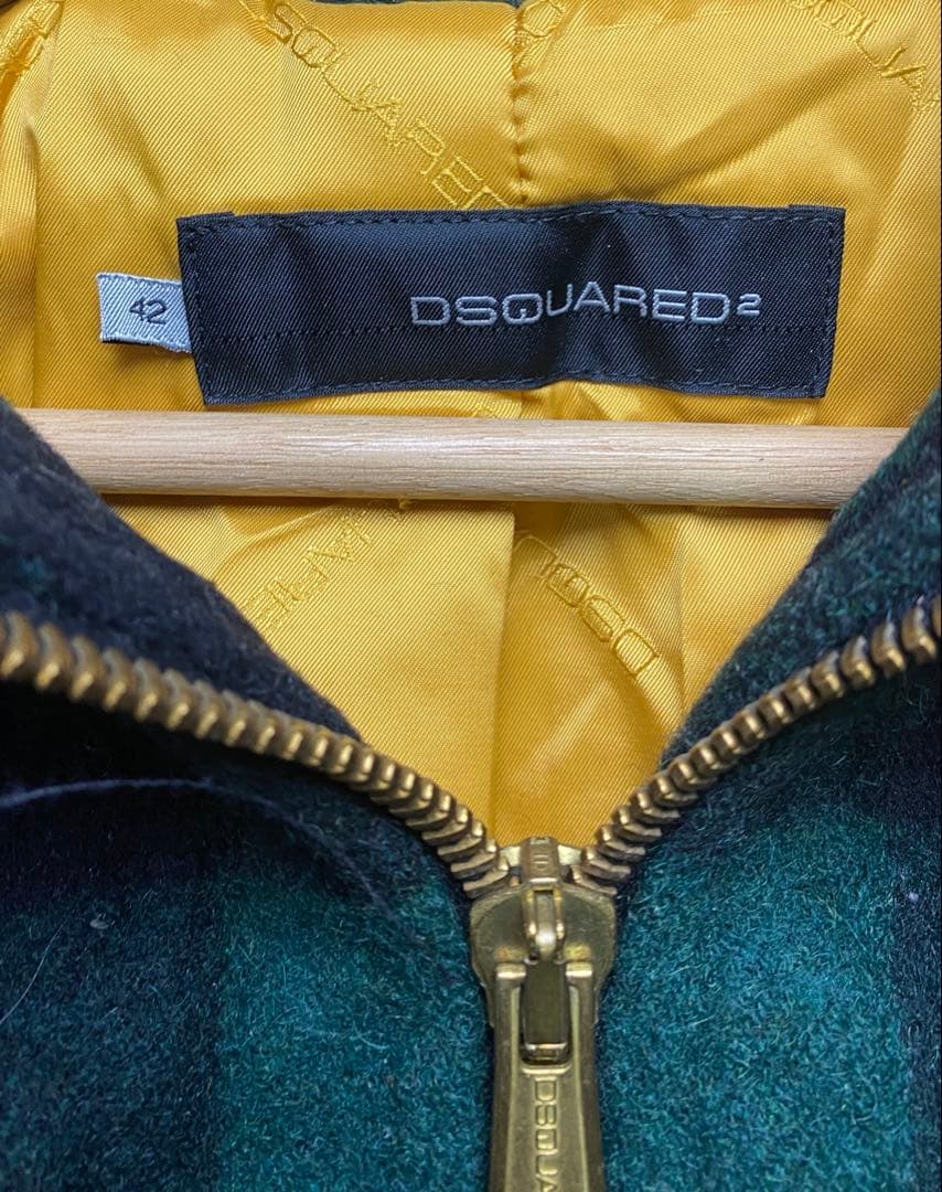 DSQUARED2 ディースクエアード ウールチェック柄 マフラー付ブルゾン