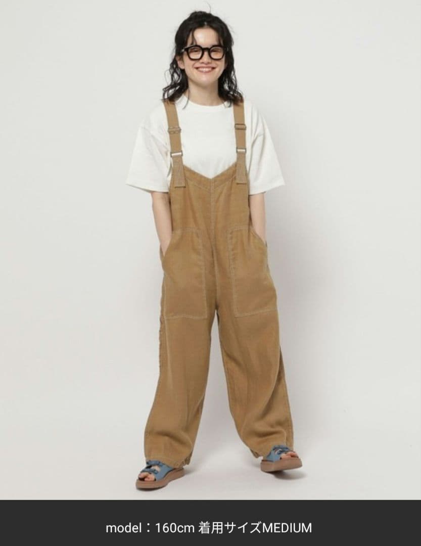 新品タグ付き☆ニコアンド FINEリネンツイルサロペット M