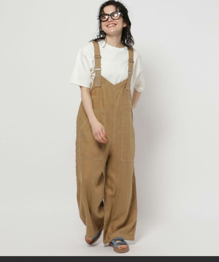 新品タグ付き☆ニコアンド FINEリネンツイルサロペット M