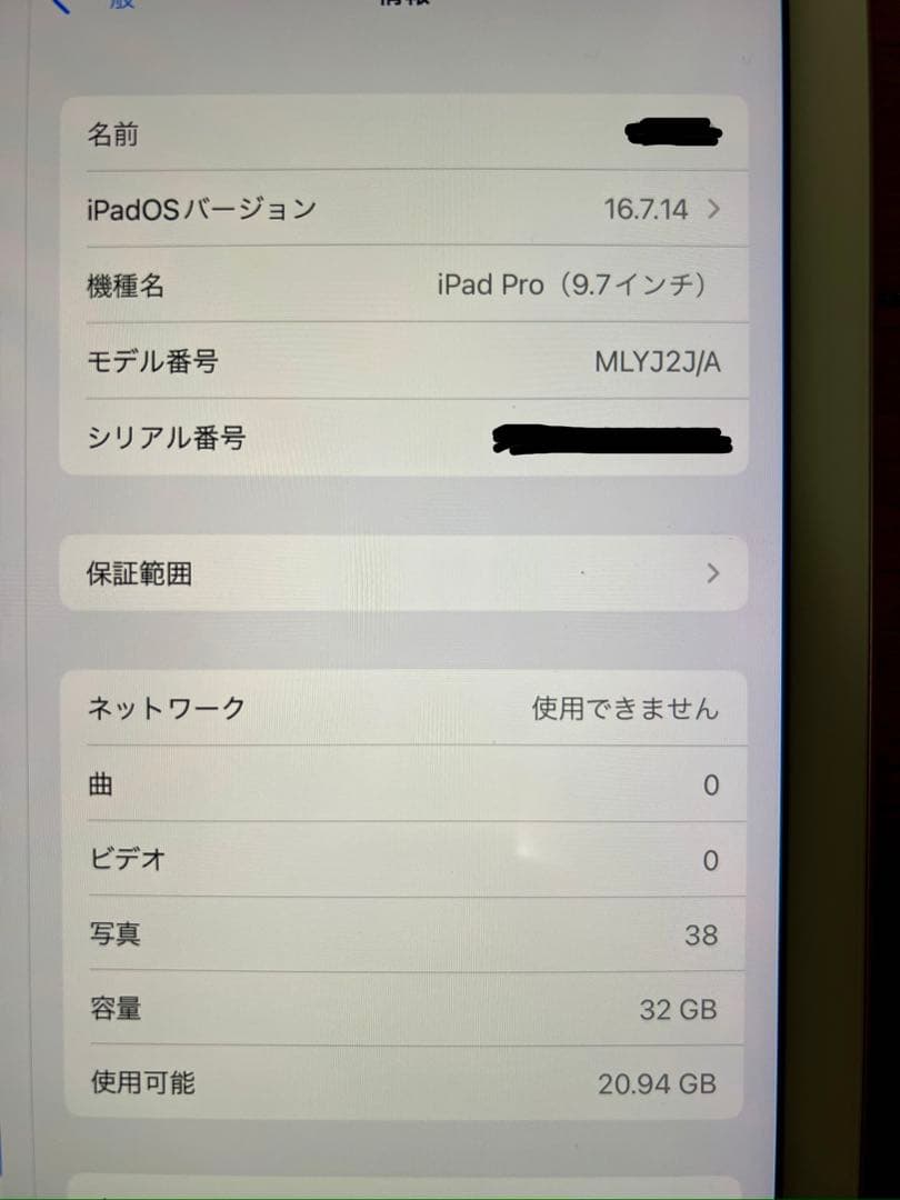 9.7インチiPad Pro（第1世代）のWi-Fi + Cellularモデル