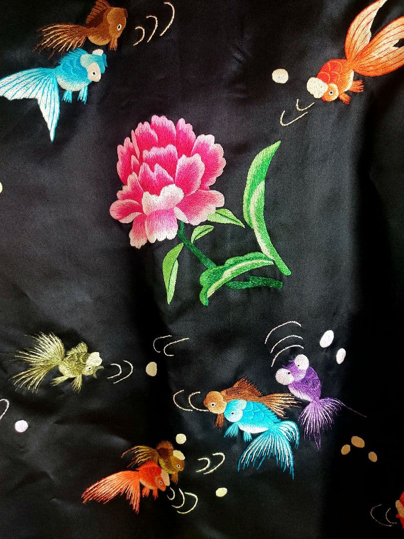 【レア未使用品】手刺繍チャイナジャケット シルク100% ヴィンテージ