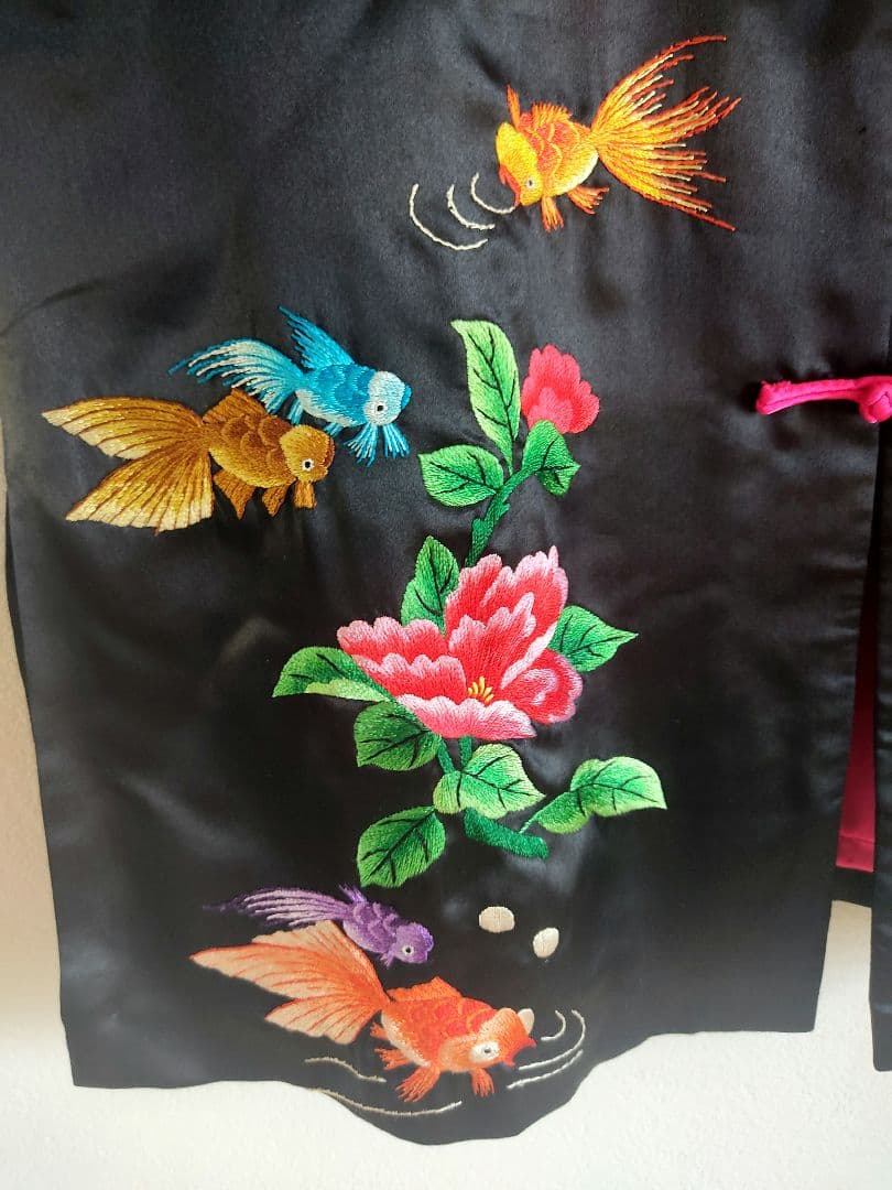 【レア未使用品】手刺繍チャイナジャケット シルク100% ヴィンテージ