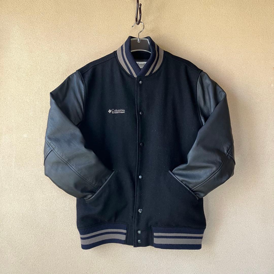 名作　Columbia スタジャン レザー ウール 切り替え　中綿キルティング