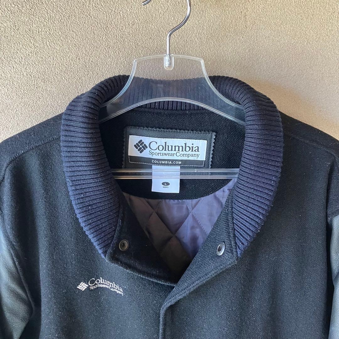 名作　Columbia スタジャン レザー ウール 切り替え　中綿キルティング