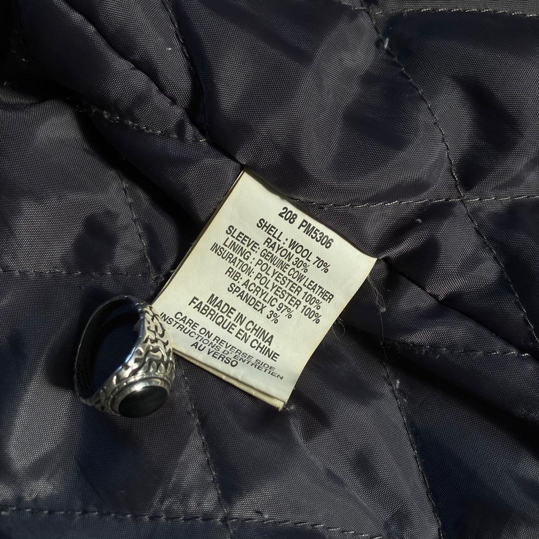 名作　Columbia スタジャン レザー ウール 切り替え　中綿キルティング