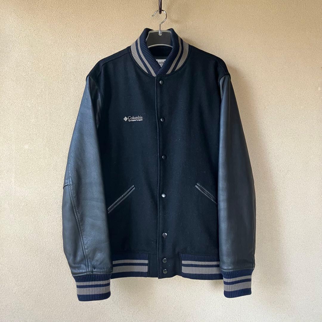 名作　Columbia スタジャン レザー ウール 切り替え　中綿キルティング