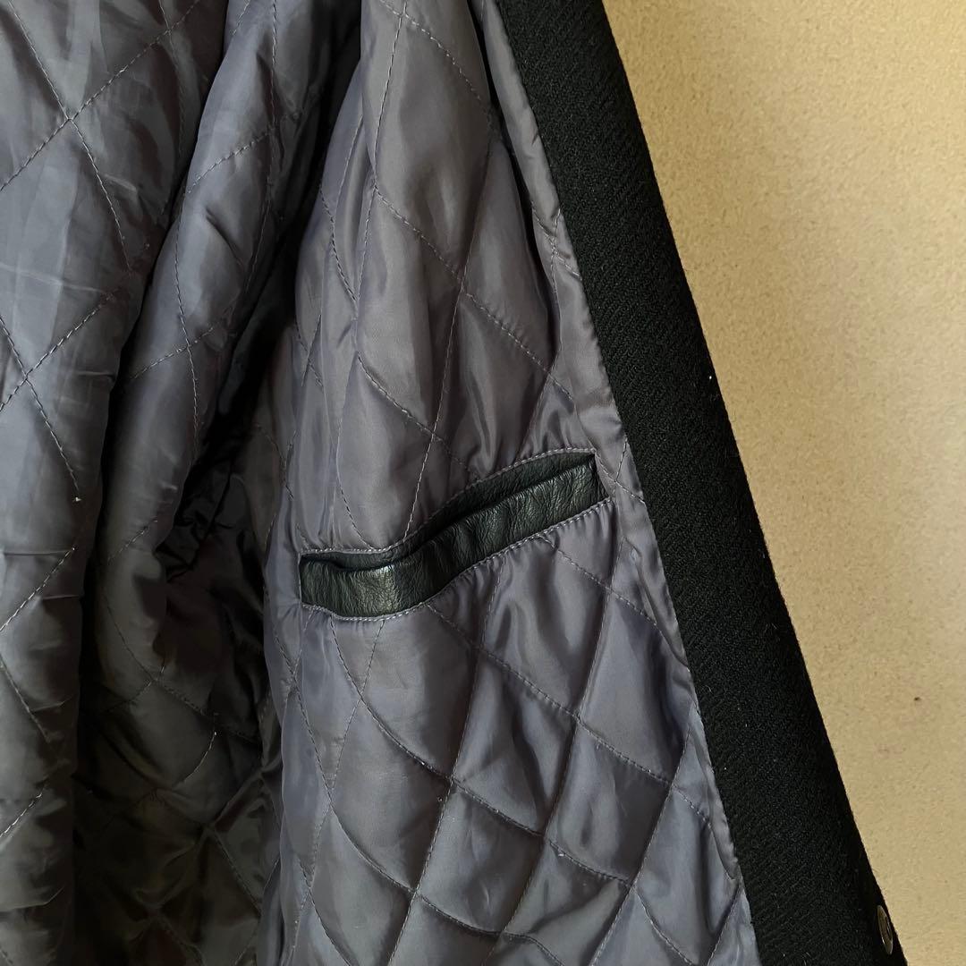 名作　Columbia スタジャン レザー ウール 切り替え　中綿キルティング