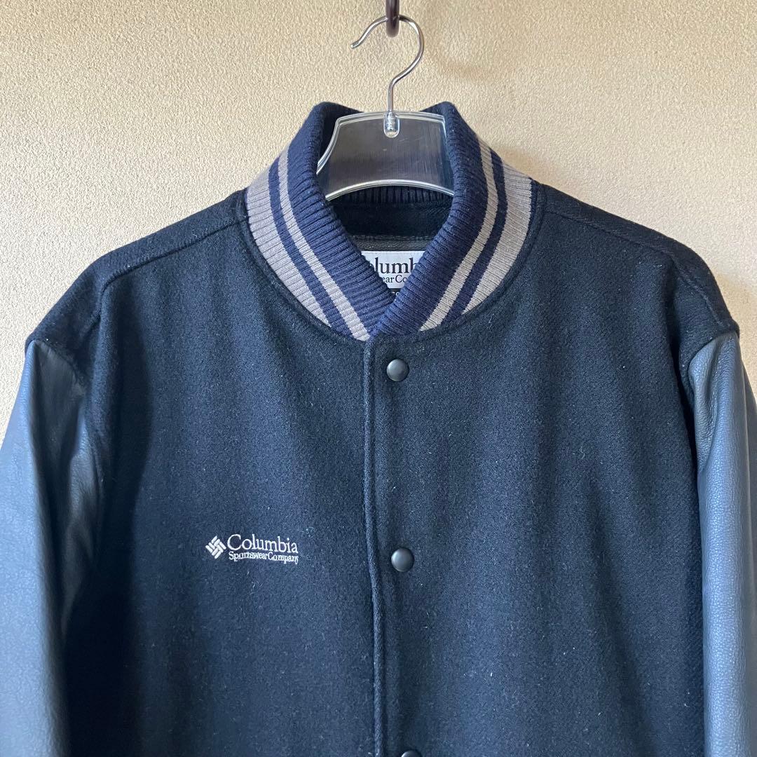 名作　Columbia スタジャン レザー ウール 切り替え　中綿キルティング