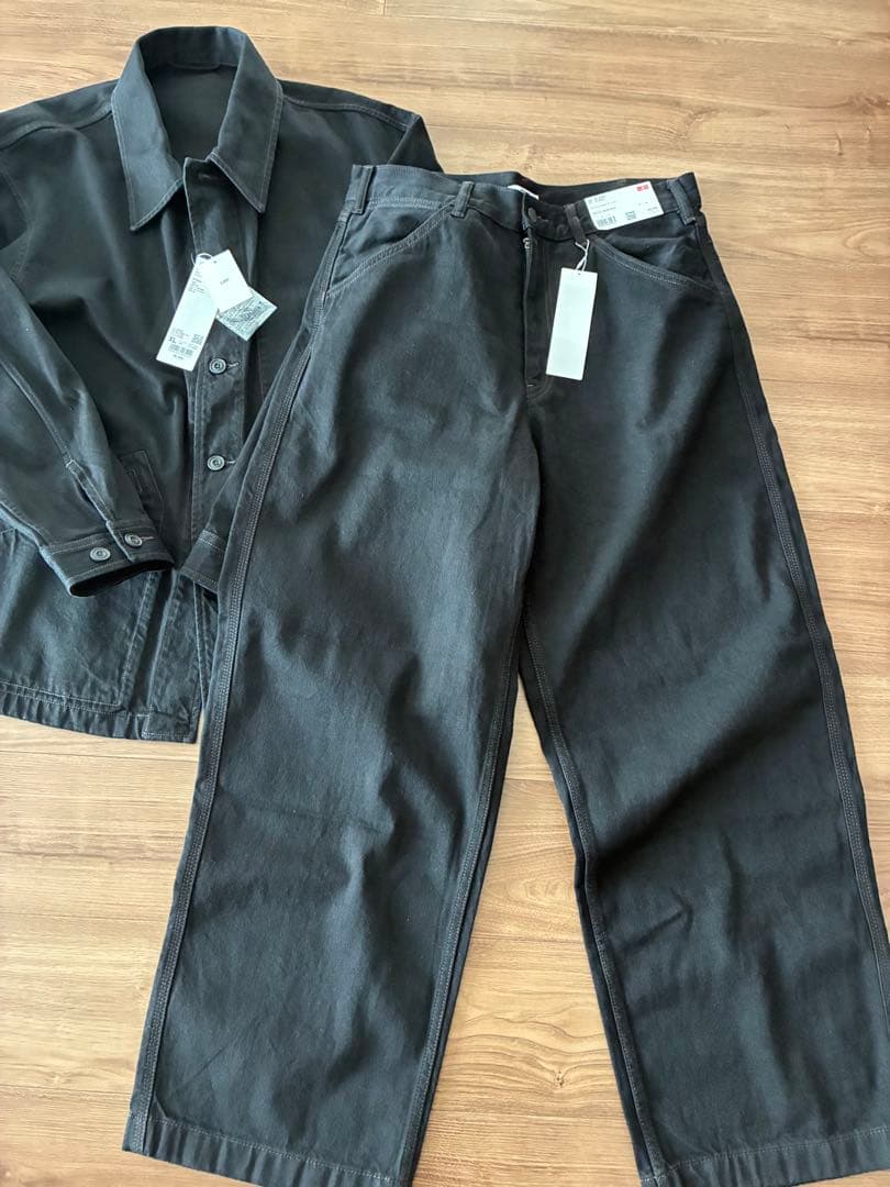 【上下セット】UNIQLO U オーバーサイズカラーデニムジャケット　ブラック