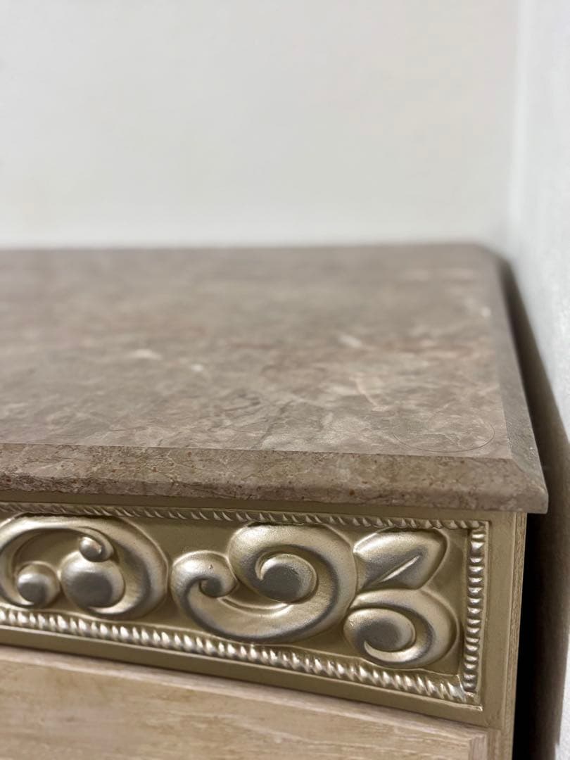 アンティークホワイト チェスト　5段　木製　ⅰ