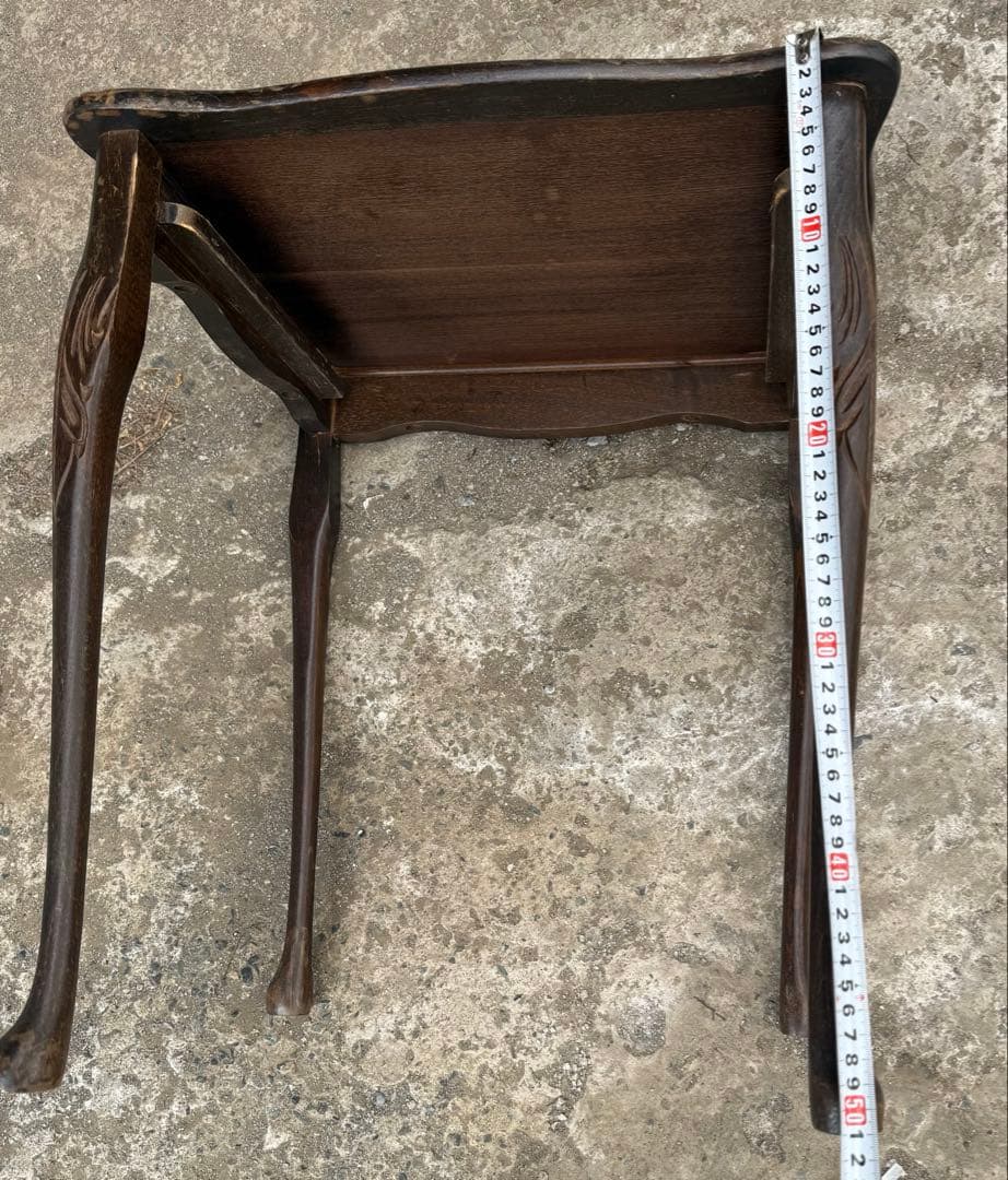 【英国アンティーク風】サイドテーブル＊緑色×ゴールド縁取りのガラス天板