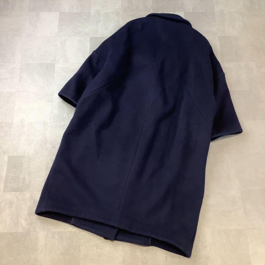 ENFÖLD ウール コクーン コート ネイビー