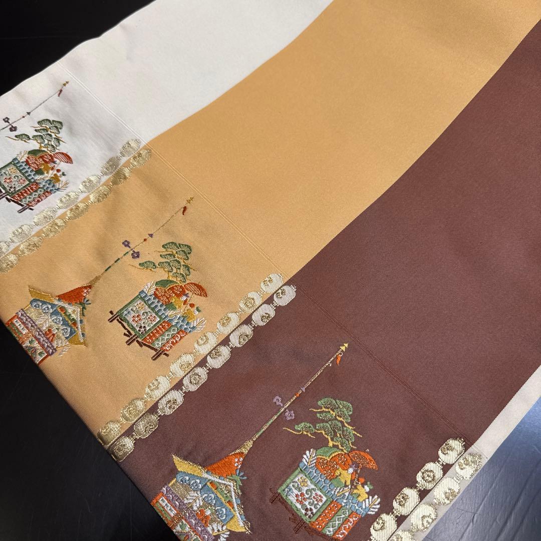 12-89 名古屋帯 九寸 美品 正絹 着物 名古屋仕立て