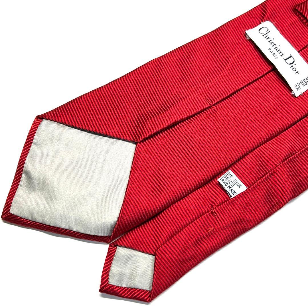 【未使用に近い✨】クリスチャンディオール ネクタイ レッド 無地 ソリッド