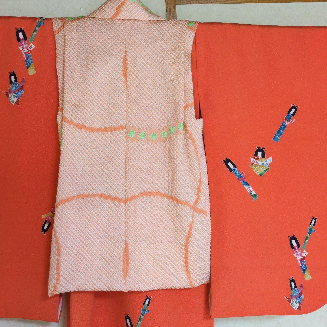 七五三３歳お着物と正絹総絞りの被布と小物セット(長襦袢無し）