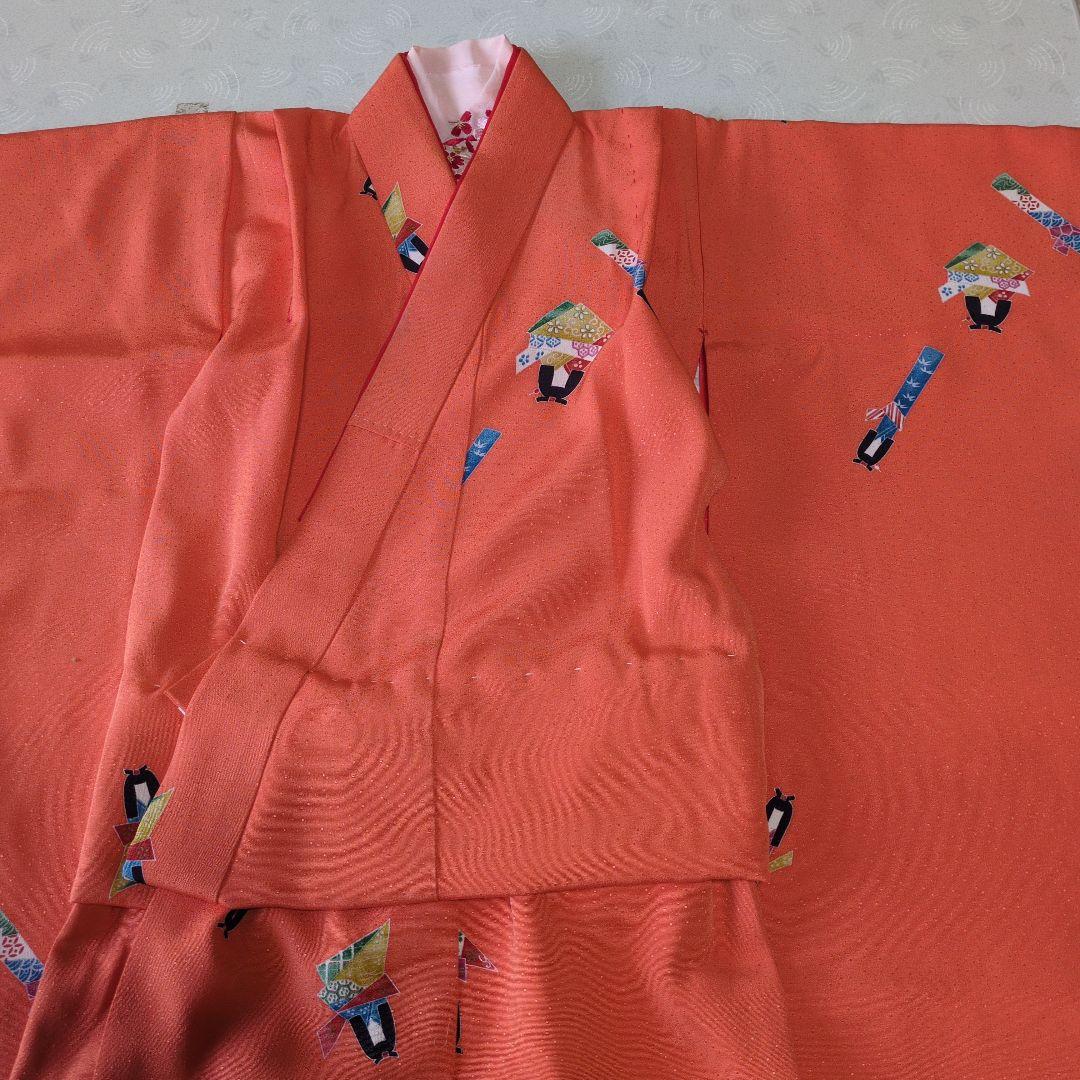 七五三３歳お着物と正絹総絞りの被布と小物セット(長襦袢無し）