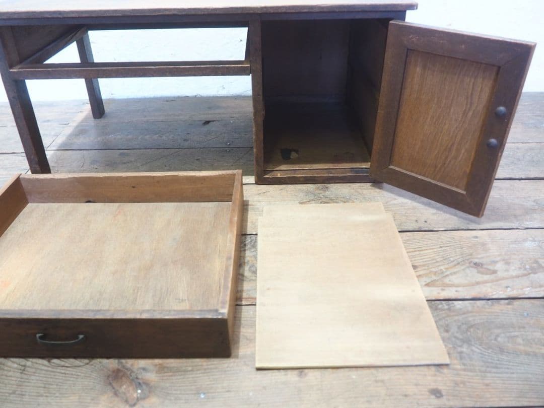 1232 アンティーク　ロータイプの片袖机　文机　引き出し　レトロ　テーブル