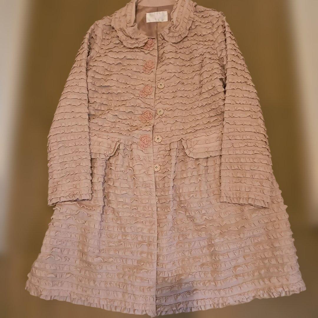 PINK HOUSE 薔薇モチーフピンクフリルSpringコート（未使用に近い）