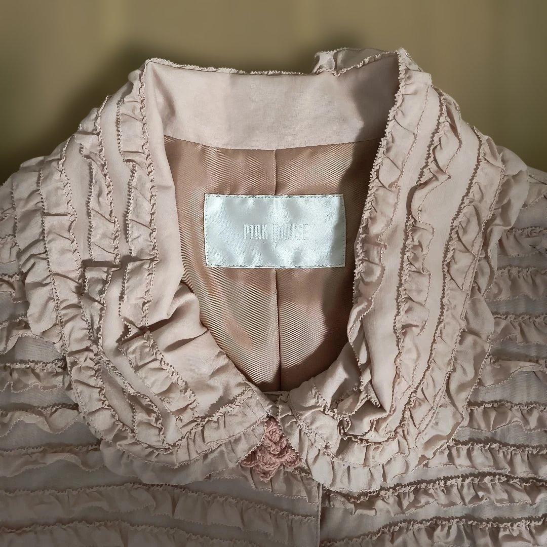 PINK HOUSE 薔薇モチーフピンクフリルSpringコート（未使用に近い）