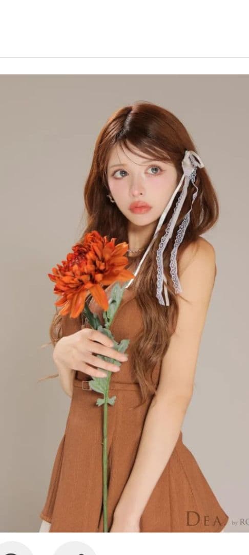 DEA. ブラウン フレアスカート ドレス Sサイズ美品