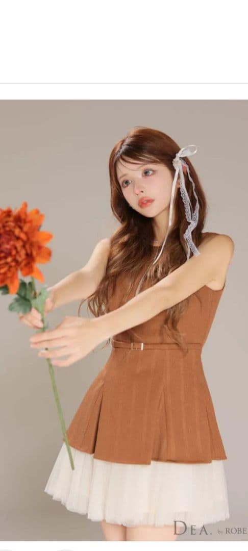 DEA. ブラウン フレアスカート ドレス Sサイズ美品