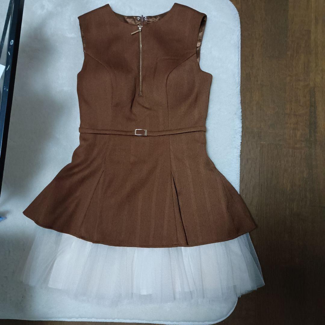 DEA. ブラウン フレアスカート ドレス Sサイズ美品