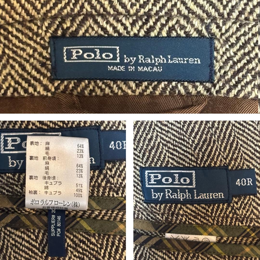 ラルフローレン メンズ ツイードジャケット ヘリンボーン チャコールグレー