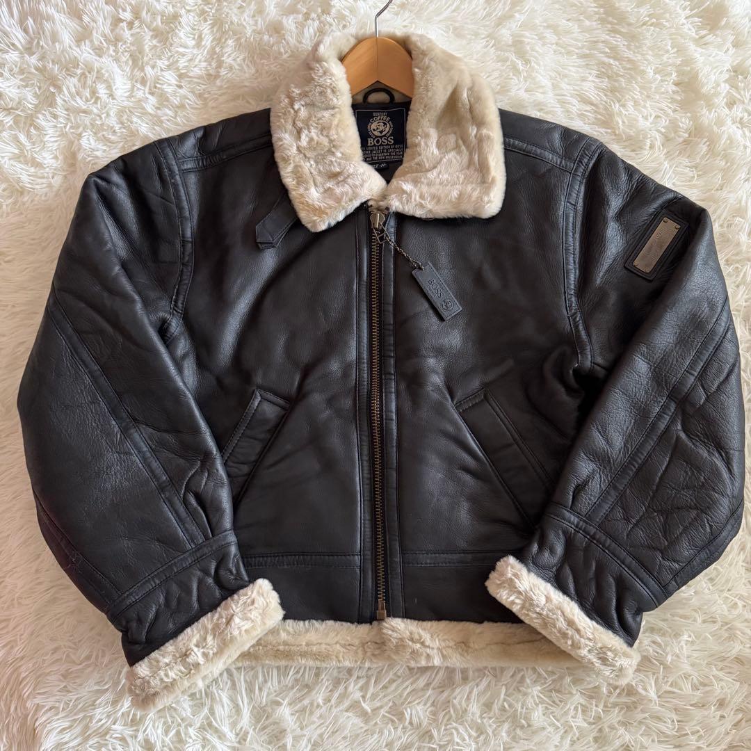 【美品】サントリー BOSS ボスジャン フライトジャケット　レザー　M