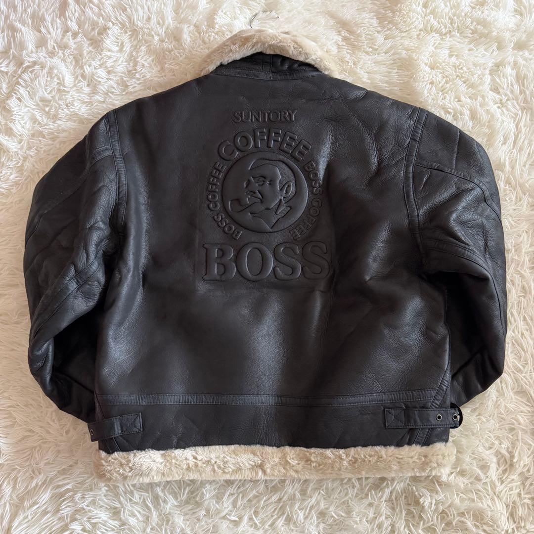 【美品】サントリー BOSS ボスジャン フライトジャケット　レザー　M