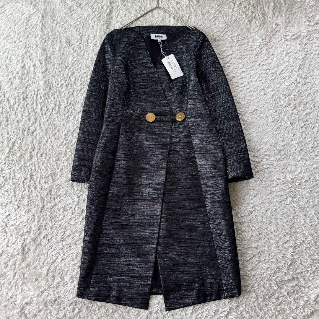 未使用 メゾンマルジェラ ロングコート ラメ メランジ 玉紐 金釦 イタリア製