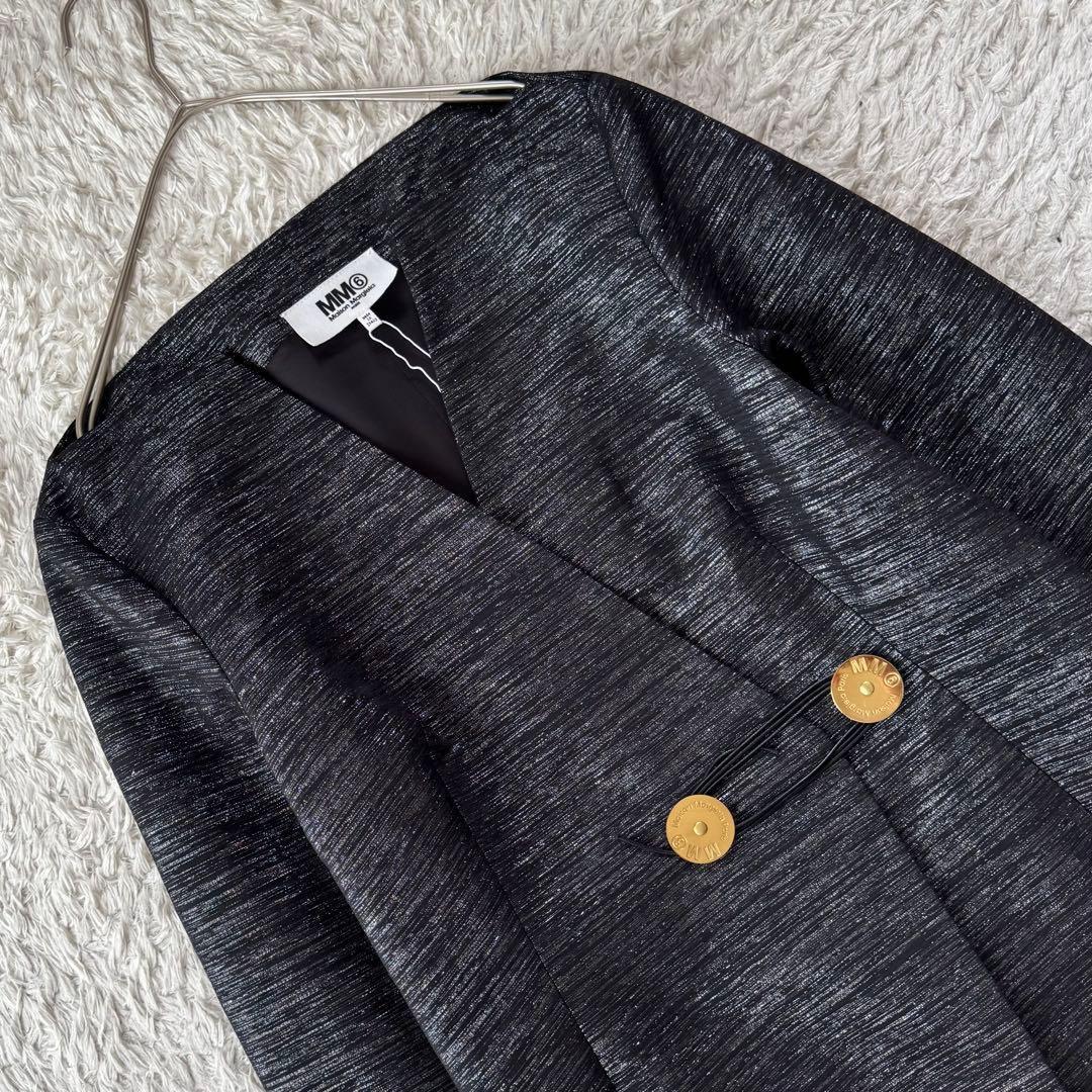 未使用 メゾンマルジェラ ロングコート ラメ メランジ 玉紐 金釦 イタリア製